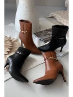 Dámské kotníkové boty na jehlovém podpatku s páskem a zlatým zateplené Camel model 21710800 - Boto Dámské kotníkové boty na jehlovém podpatku s páskem a zlatým zateplené Camel model 21710800 - Boto