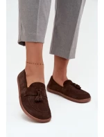 Kožené semišové mokasiny typu barefoot Zazoo 322 čokoládové