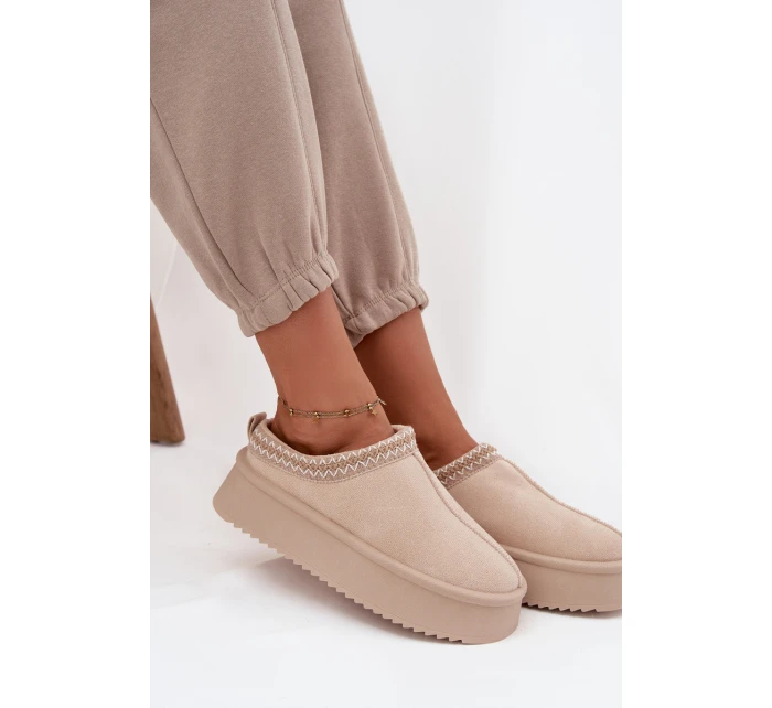 Dámské sněhule s výšivkou světle béžové model 21714839 - Boto