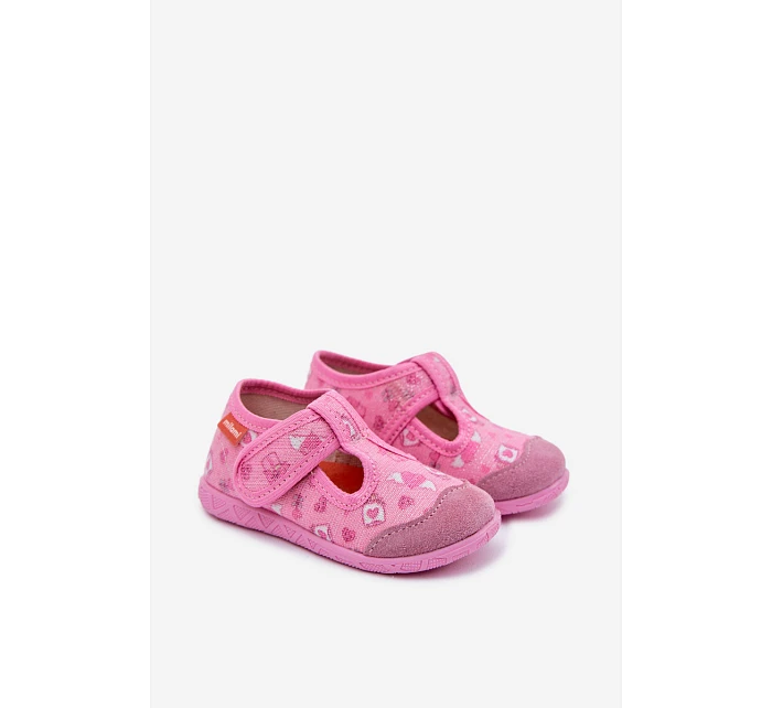 Dětské pantofle Milami na suchý zip lesklé růžové Jasimrra Dětské pantofle Milami na suchý zip lesklé růžové Jasimrra