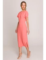 model 20966224 Tužkové šaty s rozparkem na boku oranžové - STYLOVE model 20966224 Tužkové šaty s rozparkem na boku oranžové - STYLOVE