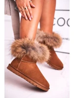 Dámské Kožené Sněhule S Kožešinou Camel model 19945640 - Kesi