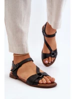 Zazoo Dámské kožené sandály černé Zazoo Dámské kožené sandály černé