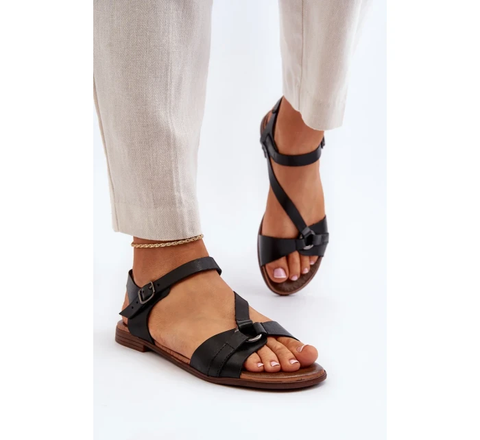 Zazoo Dámské kožené sandály černé Zazoo Dámské kožené sandály černé
