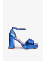 Dámské lakované sandály na sloupku - modré Marila Dámské lakované sandály na sloupku - modré Marila