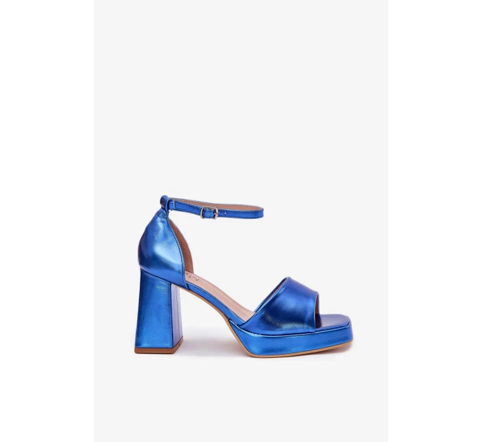 Dámské lakované sandály na sloupku - modré Marila Dámské lakované sandály na sloupku - modré Marila