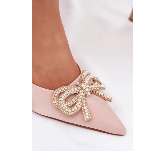 Dámské lodičky s mašlí a odhalenou patou – béžové Derissa Dámské lodičky s mašlí a odhalenou patou – béžové Derissa