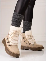 Módní hnědé dámské sněhule bez podpatku Módní hnědé dámské sněhule bez podpatku