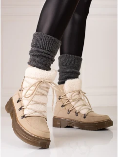 Módní hnědé dámské sněhule bez podpatku