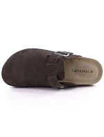 Dámské kožené žabky vestavěné hnědé Vinceza 101332