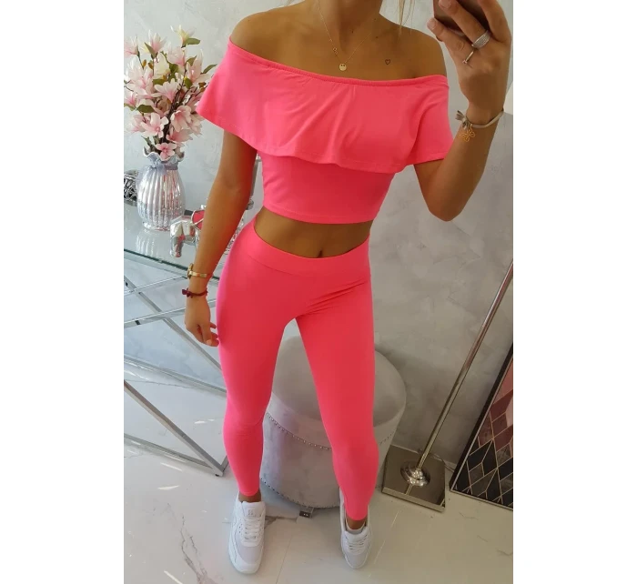 Souprava volánků růžová neonová