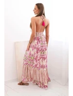 Dámské viskózové šaty na ramínka s hlubokým výstřihem fialka