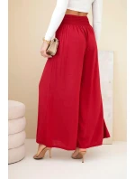 Dámské viskózové kalhoty s elastickým pasem bordové