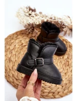 Dětské ekologické kožené sněhule s popruhem černé model 21645800 - Boto