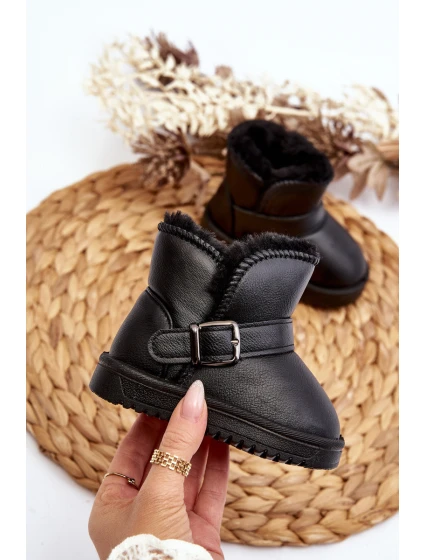 Dětské ekologické kožené sněhule s popruhem černé model 21645800 - Boto