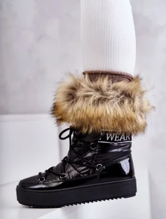 Dámské šněrovací boty do sněhu Černá Santero