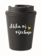 DĚDA VÍ VŠECHNO - černý termohrnek 300 ml