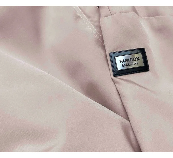 Tenká béžová dámská bunda s ozdobnou lemovkou (B8142-51)