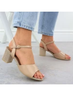 Béžové dámské sandály na jehlovém podpatku model 21904915 - VINCEZA