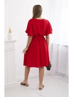Šaty s vrstveným výstřihem červený