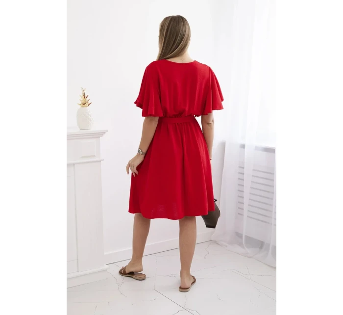 Šaty s vrstveným výstřihem červený