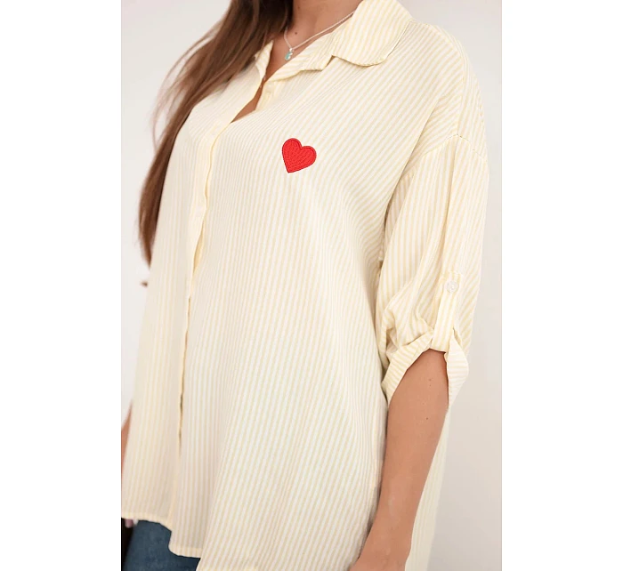 Dámská viskózová košile s krajkovými rukávy a límečkem béžová