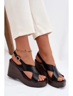 Dámské sandály z eko kůže na platformě Černé model 21937460 - Boto