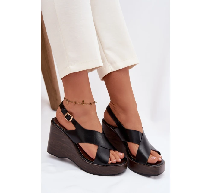 Dámské sandály z eko kůže na platformě Černé model 21937460 - Boto