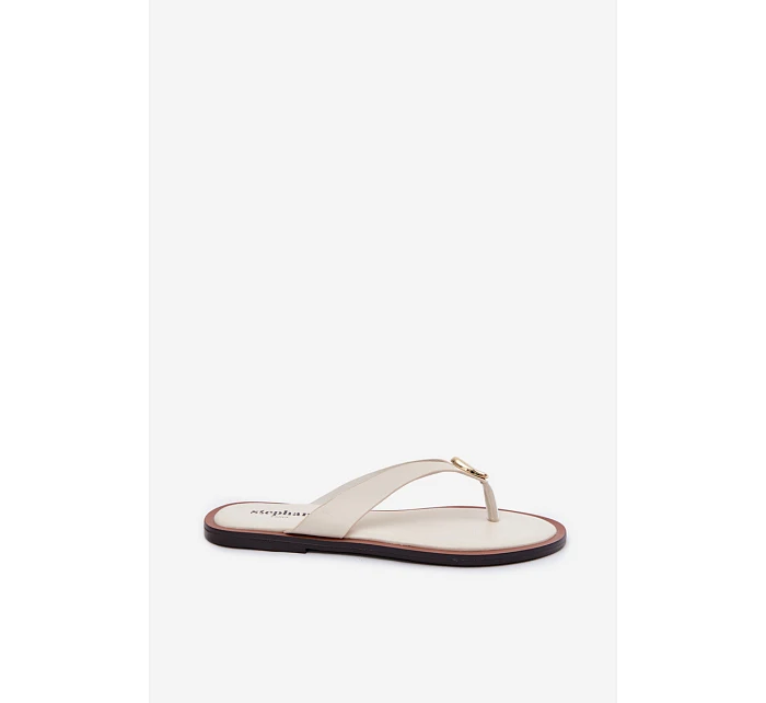 Dámské ploché žabky se zlatým detailem Světle béžové model 22102935 - EVENTO