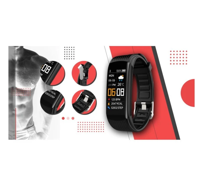 GIEWONT Smartwatch černé a červené 2 řemínky GW200-1 GIEWONT Smartwatch černé a červené 2 řemínky GW200-1