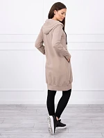 Mikina s kapucí tmavě béžová