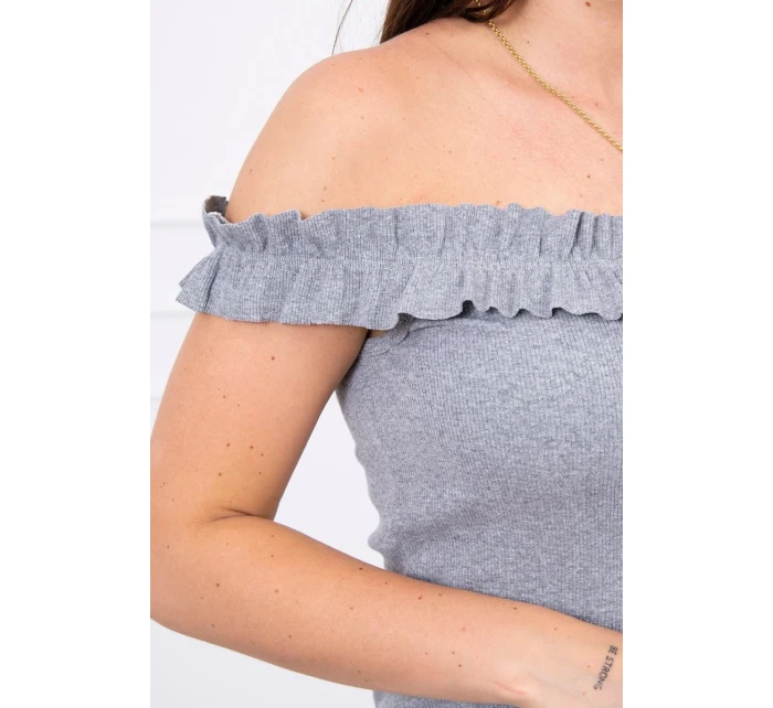 Španělské šaty s volánky šedé