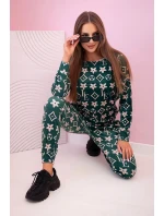 Dámská souprava z veluru s model 21149309 zelená + béžová - K-Fashion Dámská souprava z veluru s model 21149309 zelená + béžová - K-Fashion