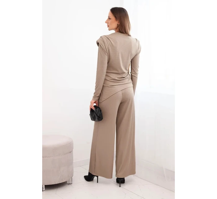 Dámská bavlněná souprava s halenkou a kalhotami širokého střihu fango