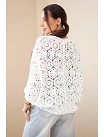 Dámský letní krajkový svetr s knoflíky a dlouhým rukávem černý