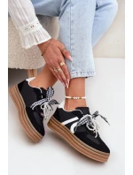 Dámské sneakersy na platformě s ozdobami černé Vinness