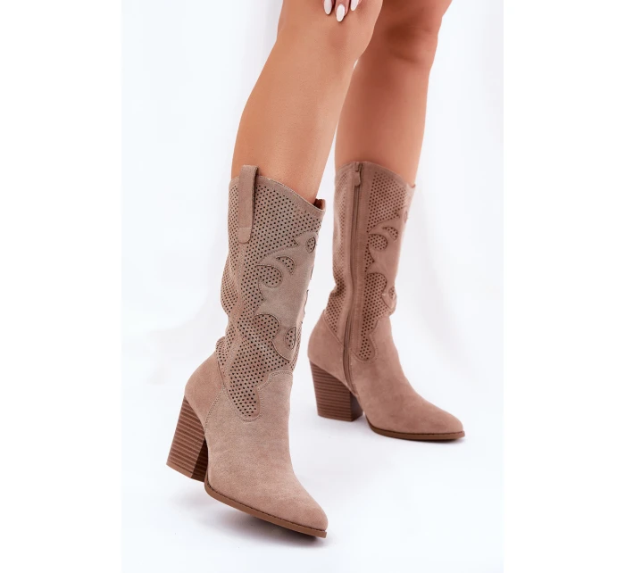 Kozačky Na Podpatku Béžové model 21691082 - S.Barski