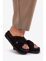 Dámské sandály na platformě s proplétanými pásky černé Rinasara