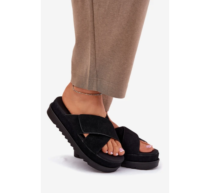 Dámské sandály na platformě s proplétanými pásky černé Rinasara