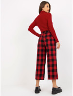 Černočervené široké kostkované culotte kalhoty