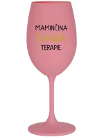 MAMINČINA TEKUTÁ TERAPIE - růžová sklenice na víno 350 ml MAMINČINA TEKUTÁ TERAPIE - růžová sklenice na víno 350 ml