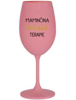 MAMINČINA TEKUTÁ TERAPIE - růžová sklenice na víno 350 ml