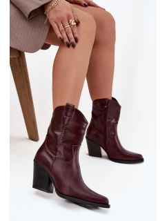 Dámské kotníkové boty na podpatku D8271 Vínová - Sweet Shoes