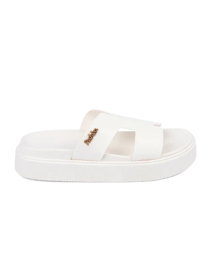 Praktické bílé  nazouváky dámské platforma