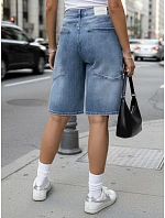 Dámské bermudy ke kolenům s cargo kapsami z džínoviny FashionStreet SY0512