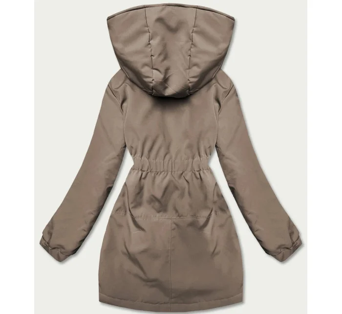 Béžová dámská bunda parka s kapucí model 18013412 - S'WEST Béžová dámská bunda parka s kapucí model 18013412 - S'WEST