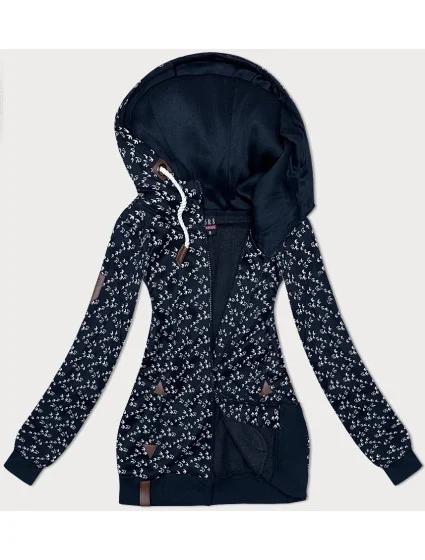 Tmavě modrá sportovní mikina s kapucí a se vzorem vlaštovek (2309) Tmavě modrá sportovní mikina s kapucí a se vzorem vlaštovek (2309)