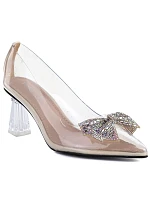 Průhledné lodičky s mašlí a ozónovým podpatkem Vinceza 62275