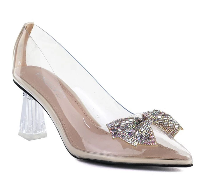 Průhledné lodičky s mašlí a ozónovým podpatkem Vinceza 62275