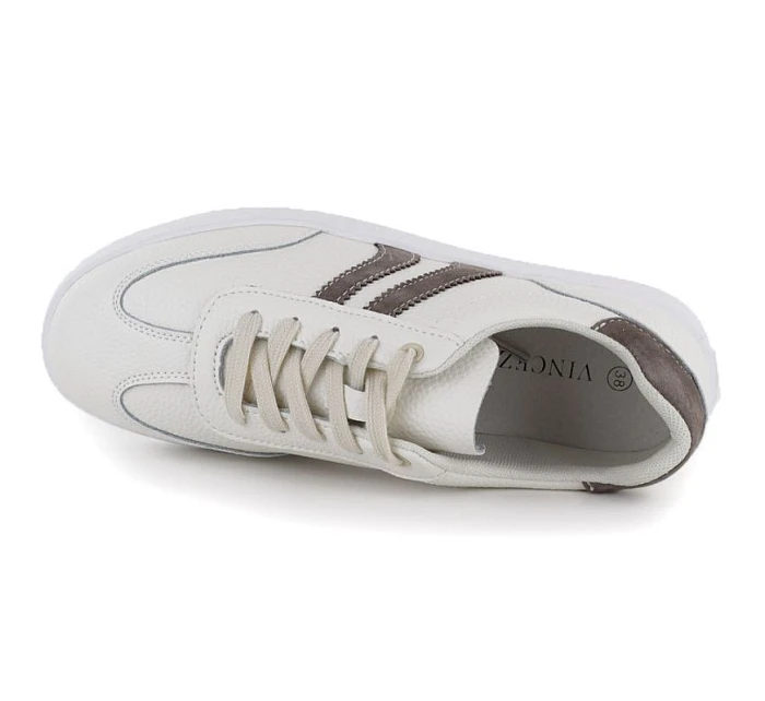 Dámské krémové kožené polobotky model 22116499 - VINCEZA